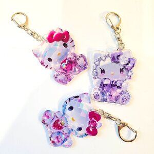 Hello Kitty Keychains Crystal Style 2D Acrylic Charm Girls Gift Bag Accessory